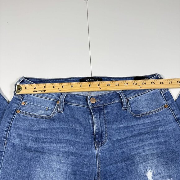 Liverpool Blue Distressed the Crop Boyfriend Women's Jeans Size 10 LM5066TT - Picture 8 of 11